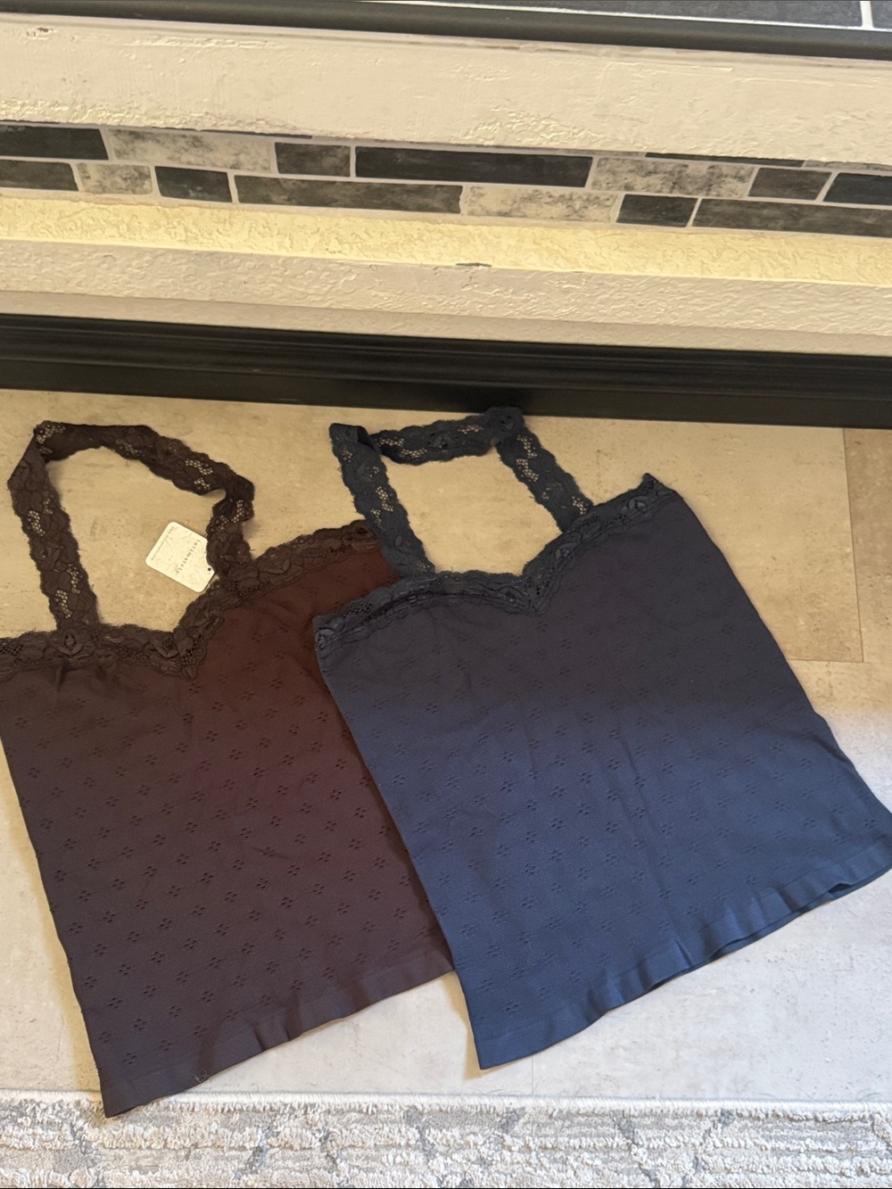 (2) FP Intimately Free M/L Brown and Blue stretch eyelet style halters